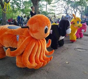 Wholesale Hansel amusement walking coin operated electric mountable animal plush ride from china suppliers