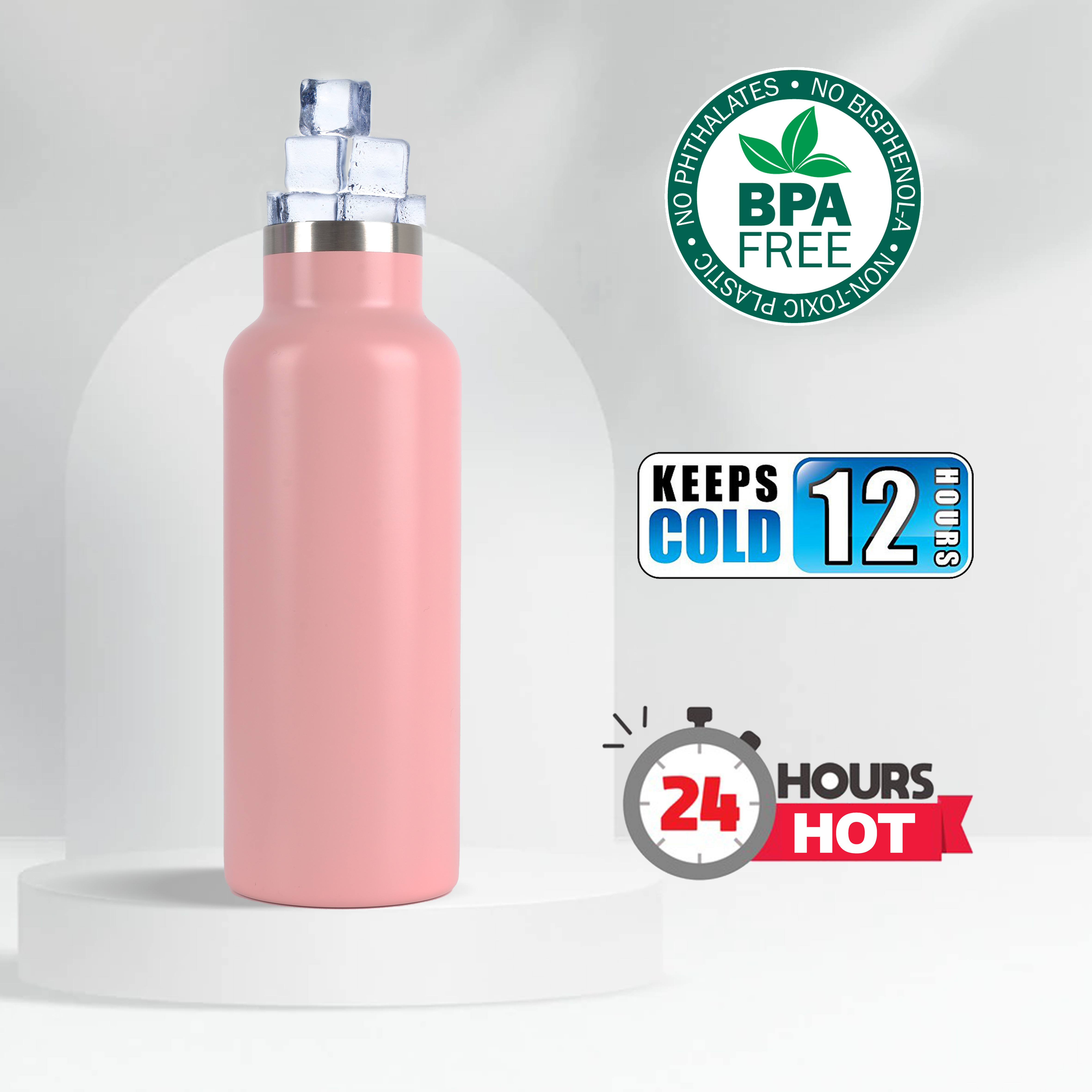 Vacuum Insulated Water Bottle Effortless One-Hand Operation Twist-Free No-Screw Design 36H Cold 18H Hot Retention With Pressure Release Valve