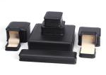 Black Leather Jewelry Box Custom Logo Insert: Velour Foam For Gift Packaging