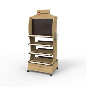 Wholesale Light Duty Wooden Display Stand Serum Set Display Rack Wood With Casters from china suppliers