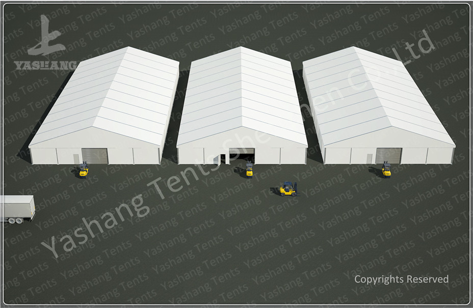 Aluminum Frame Industrial Storage Tents , Grey Fabric Temporary Warehouse Tent
