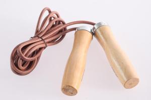 Wholesale Leather Speed Bearing Jump Rope with red beech Wooden Handle from china suppliers