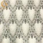 Grey Color 3D Flower Embroidery Dress Fabric 1 Yard Length