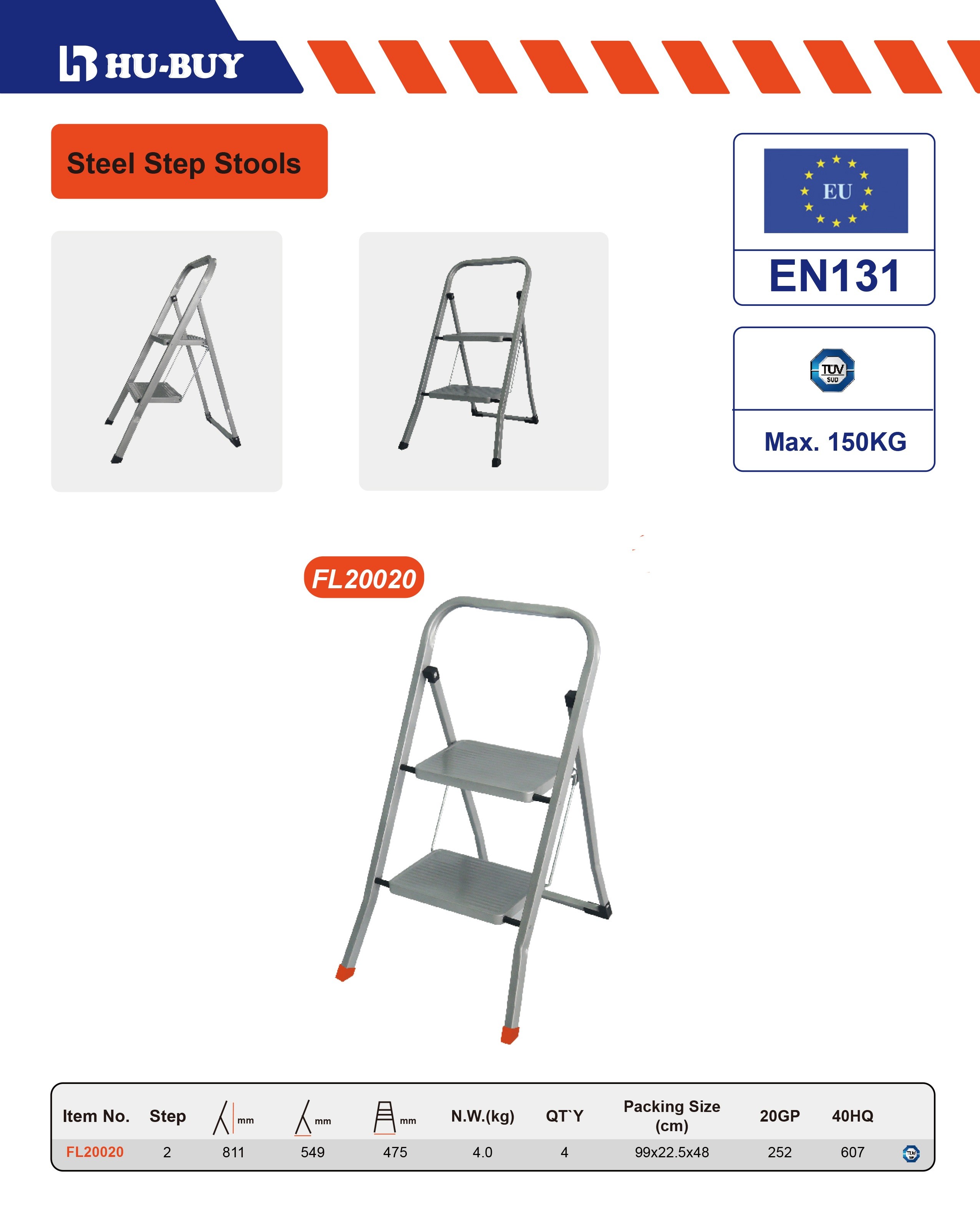 Non Slip Metal Folding Step Stool Skip Resistant Metal 2 Step Stool