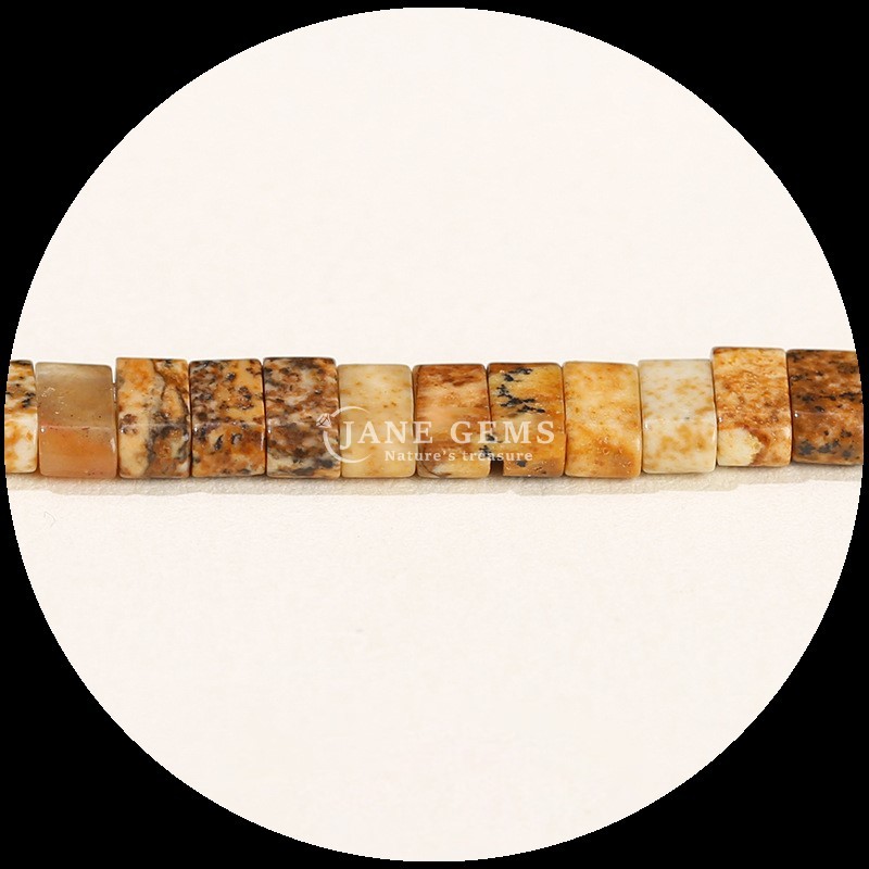 Natural Gemstone Polished Finish Cube Beads Amazonite Picture Jasper Loose Bead Strands For Jewelry Making