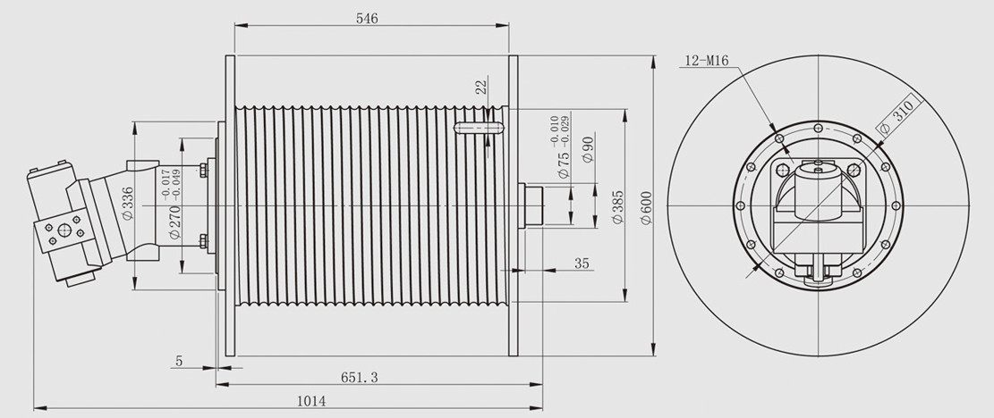 16mm Hydraulic Drum Winch