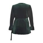 Princess Sleeve Womens Autumn Tops / Ladies Corduroy Blouses With Waist Belt