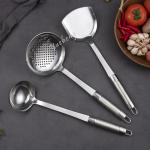 Stianless steel Slotted skimmer soup scoop for kitchen cooking tool
