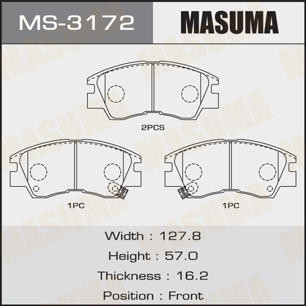 MS-3172N MASUMA Auto Quick Stop Disc Set Brake Pads MR389539 58101M2A01 for Mitsubishi J10 Yes