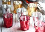 Round Glass Cylinder Candle Holder Mercury Votive Candle Holders For Christmas