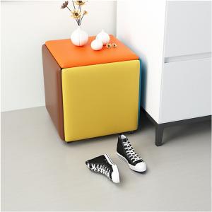 Wholesale Knitted Yellow Pink Leather Cube Foot Stool Faux Leather from china suppliers