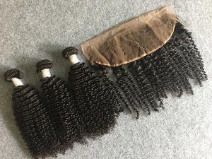 Wholesale 100% Peruvian Human Hair Weave Virgin Kinky Curly Hair with 13x4 Lace Frontal from china suppliers