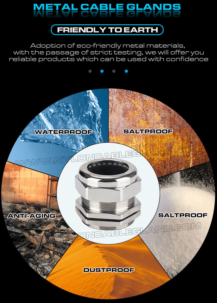 Hermetic IP68 Stainless Steel Metric Cable Glands Type 304/316/316L M12~M50 with Anti-kink and Bend Protection