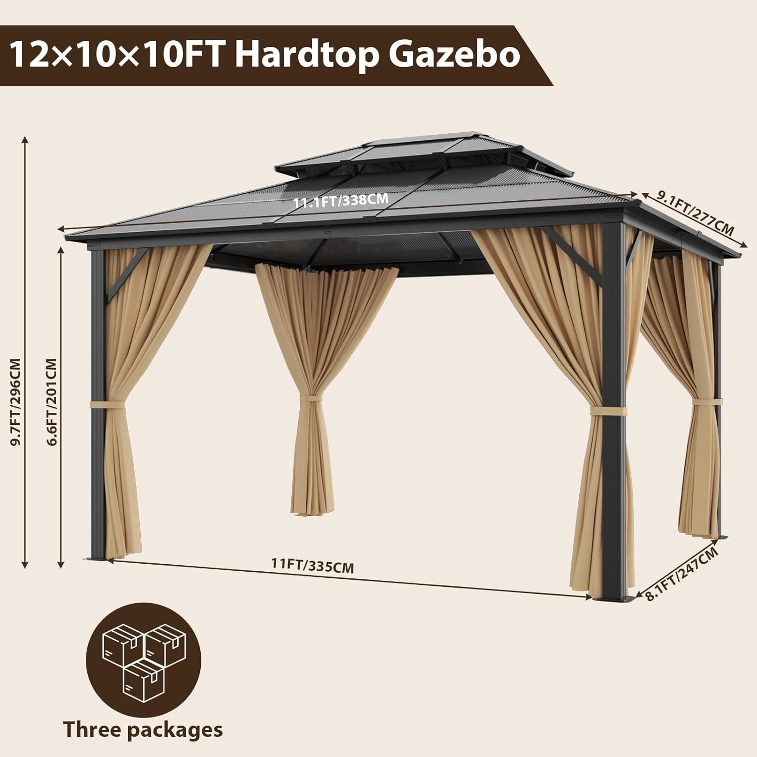 6063-T5 Aluminum Hardtop Gazebos For Commercial And Residential Projects