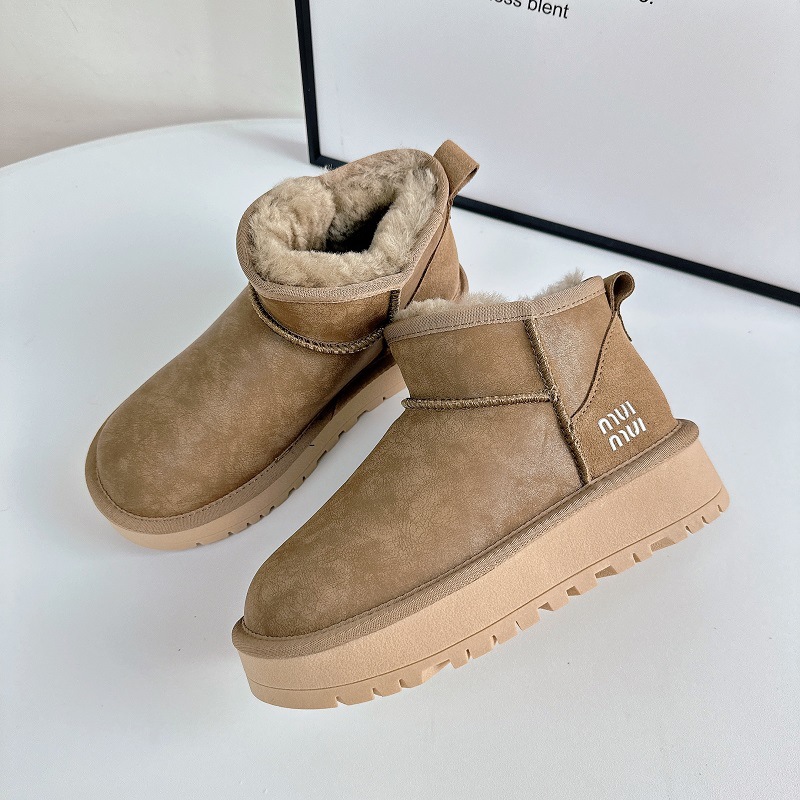 Thick Sole Height Increasing Snow Boots Women'S Winter Plus Velvet Thick Waterproof Wool Shoes