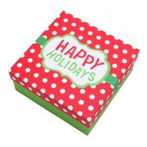 Wholesale Custom Printed Happy Holiday Gift square box with lid from china suppliers
