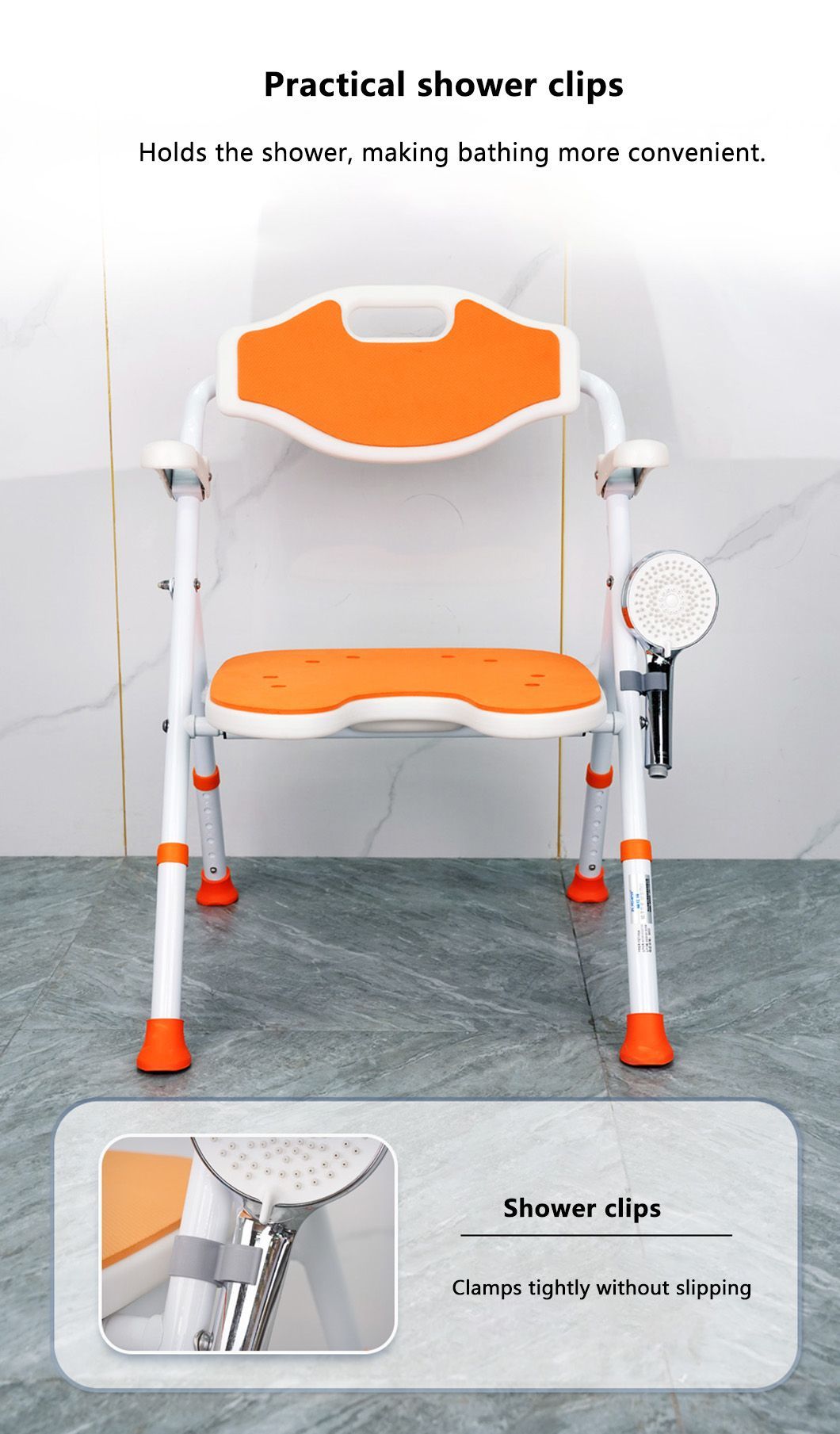 Soft Foldable Shower Chair for Elderly Care Products Health Adjust Height Reclining Bath Chair for Elderly