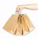 Custom Khaki Kraft Paper Shopping Bags 90gsm-150gsm