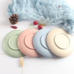 Wholesale Custom Biodegradable Wheat Straw Colorful Round Dinner Plates Cutlery