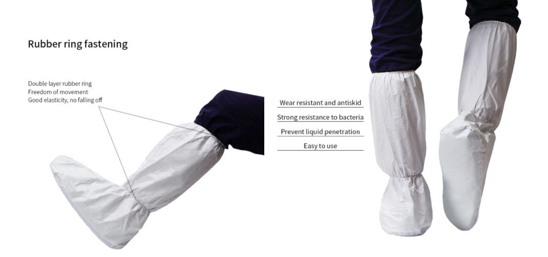 Non Woven Disposable Boot Shoe Covers Non Skid Dustproof Waterproof