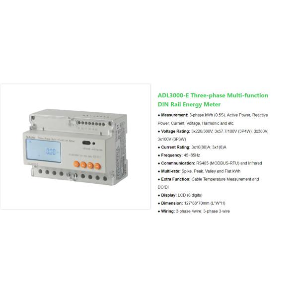 Acrel ADL3000-E Three Phase Energy Meter Measurement Power Consumption Din Rail Rs485 Modbus Power Meter