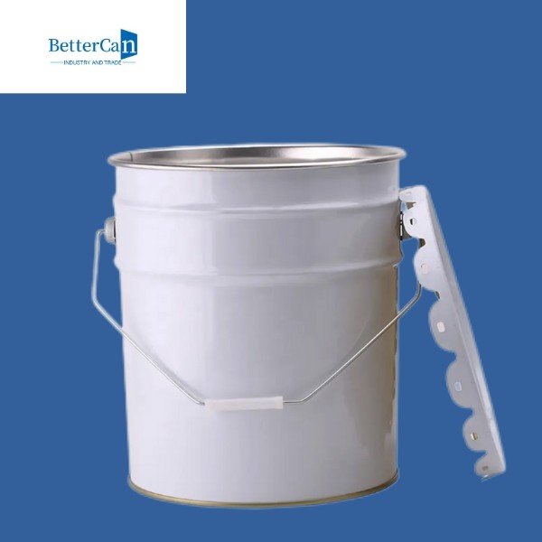 Custom 20L Metal Paint Bucket Chemical Exterior Paint Can With Flower Lid