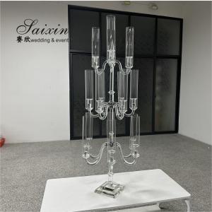 Wholesale 15 Arms Candle holders glass hurricanes candelabra for wedding centerpieces from china suppliers