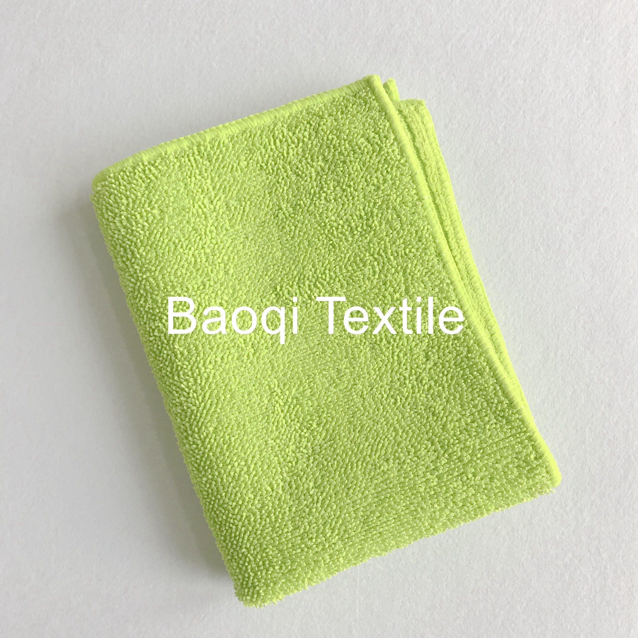 Green 2 layersthick twist solid microfiber dish rags， tea towels wipes,single side kitchen cleaning rags size 40*40cm
