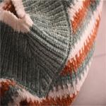 Red And Green Striped Jumper Womens V Neck Sweaters 100% Polyester