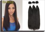 Black Remy Virgin Human Hair Extensions , Peruvian Straight Hair