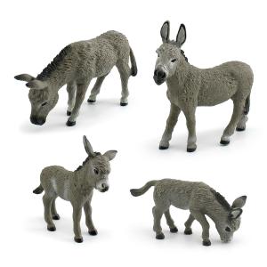 Wholesale Plastic Farm Animals Figures 4 PCS Donkey Each Figure Measures Approximately 2 - 3 Inches from china suppliers