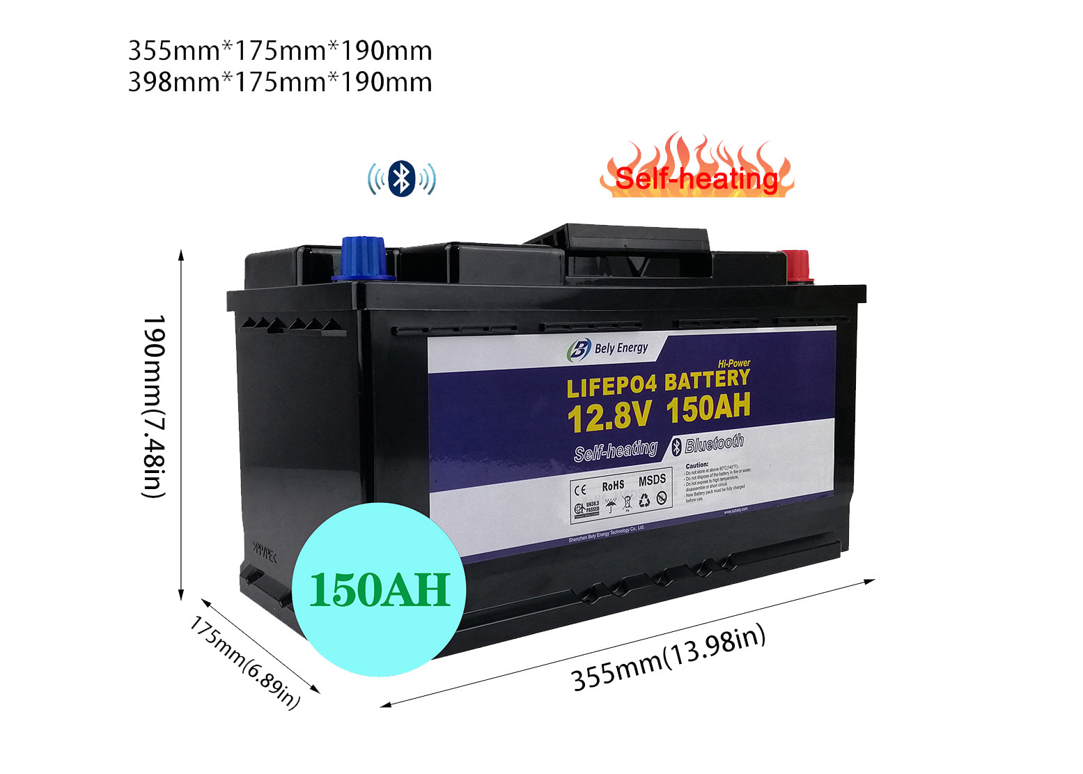 Bely 12V 150AH Bluetooth RV Lithium Battery For RV Solar System Street Light
