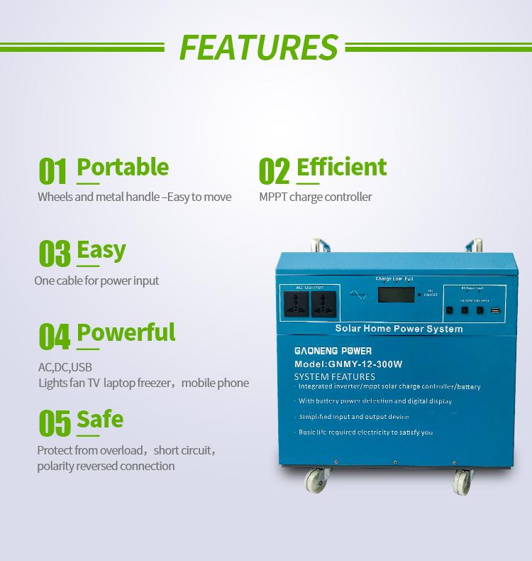 Off Grid 1.5KW home solar power system generator with 660W solar panel