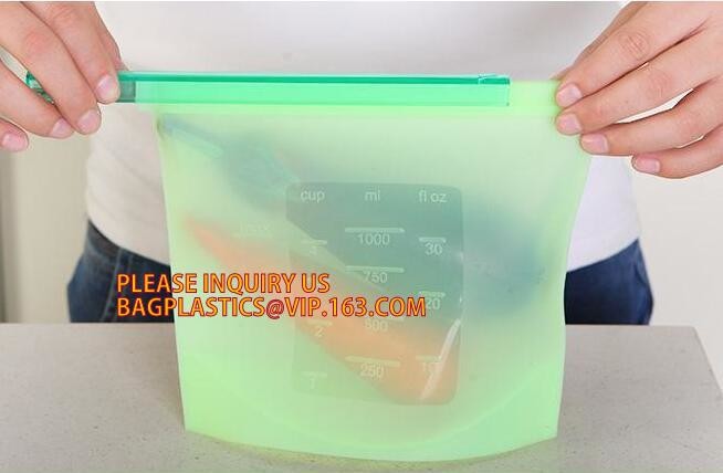 Reusable Leakproof Zipper Preservation Airtight sandwich Zip lockk Cooking Fresh Zip Large Silicone Storage Food Bags With