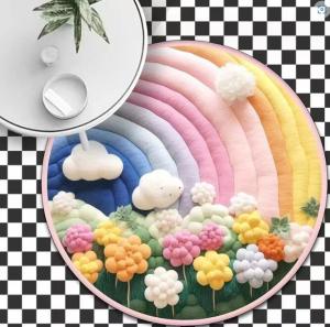 Wholesale Circular Rainbow Children'S Room Carpet 3D Effect Cartoon Cloud Decorated Carpet from china suppliers