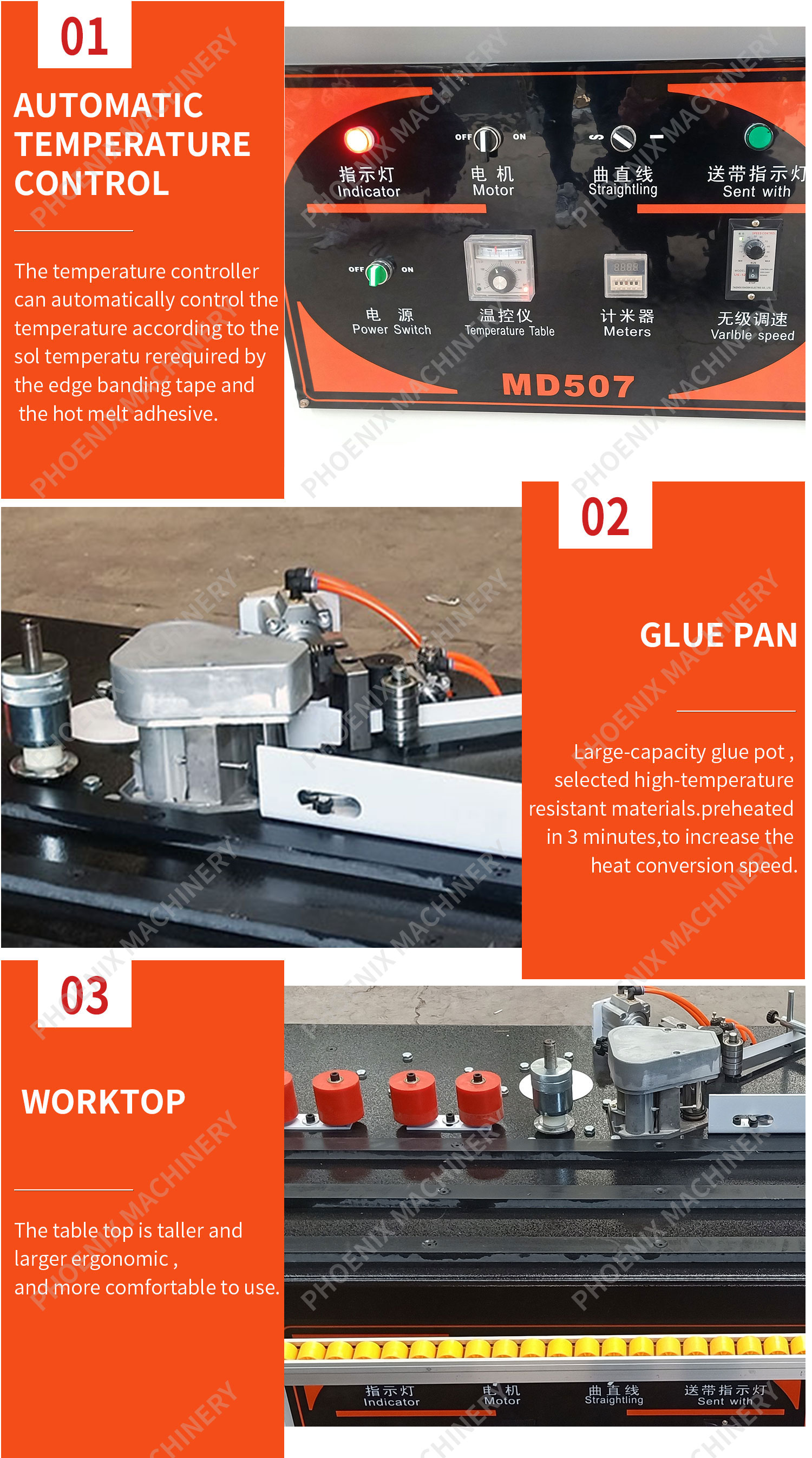 MD507 Woodworking Straight and Curve Gluing Machine PVC Edge Banding Machine Easy