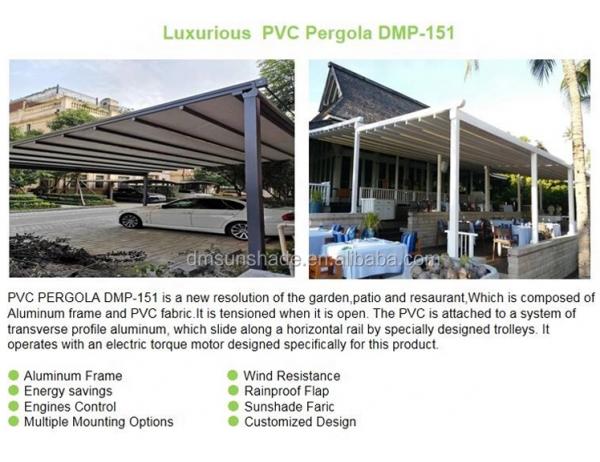 PVC Motorized Louvered Pergola Roof Sunshade Aluminum Patio Covers