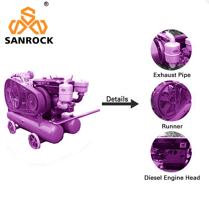 Reciprocating Air Compressor Machine Portable Diesel Power Mini Piston Air Compressor