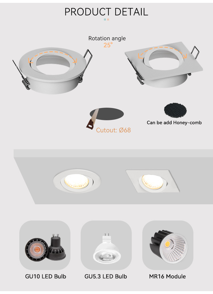 Ocean Round MR16 Downlight Housing IP20 Led Can Light Housing Recycled