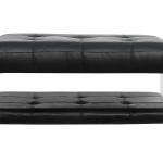 Antique Ottoman Footstool L101cm Black Leather Bench With Acrylic Legs