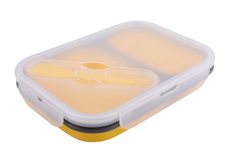 2 Compartment Lunch Box Silicone Household Products Collapsible Lunch Containers