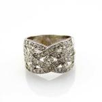 Women Jewelry Sterling Silver Pave CZ Diamonds Crossover Ring (SRJ682)