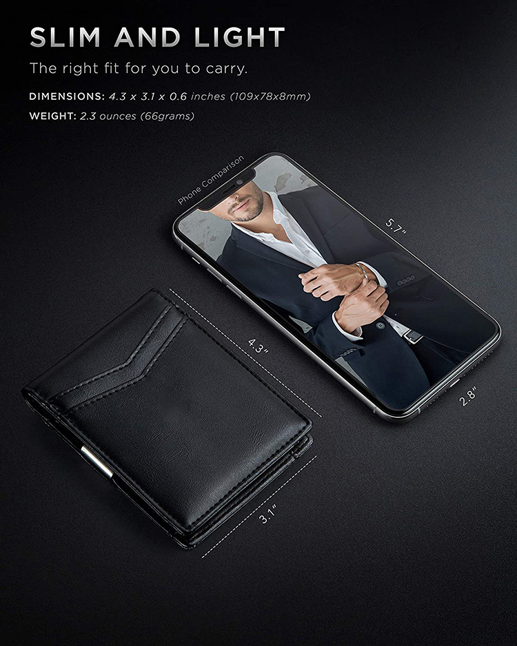Daily Life Custom Front Pocket Wallets Rfid Blocking Bifold Leather Money Clip Men Wallet