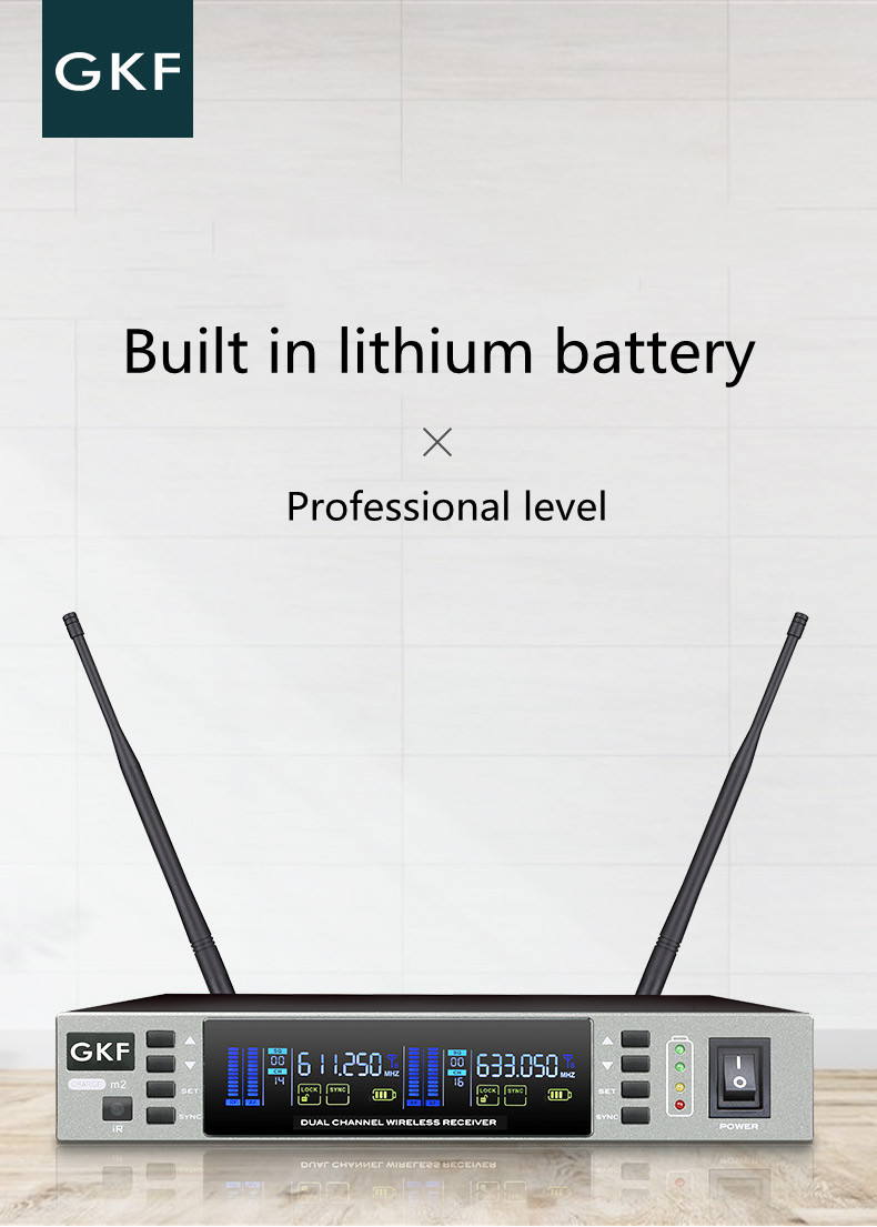 Rechargeable Lithium Battery UHF Microphone System Wireless Handheld