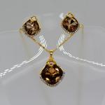 Fashion luxury crystal Necklace Set 18K Real Gold Plated Necklace pendant
