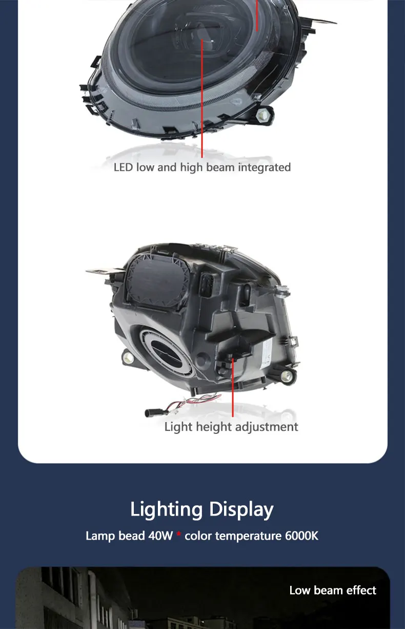 Mini R55 R56 R57 6000K BMW MINI Headlamp Assembly Front Light Lamp