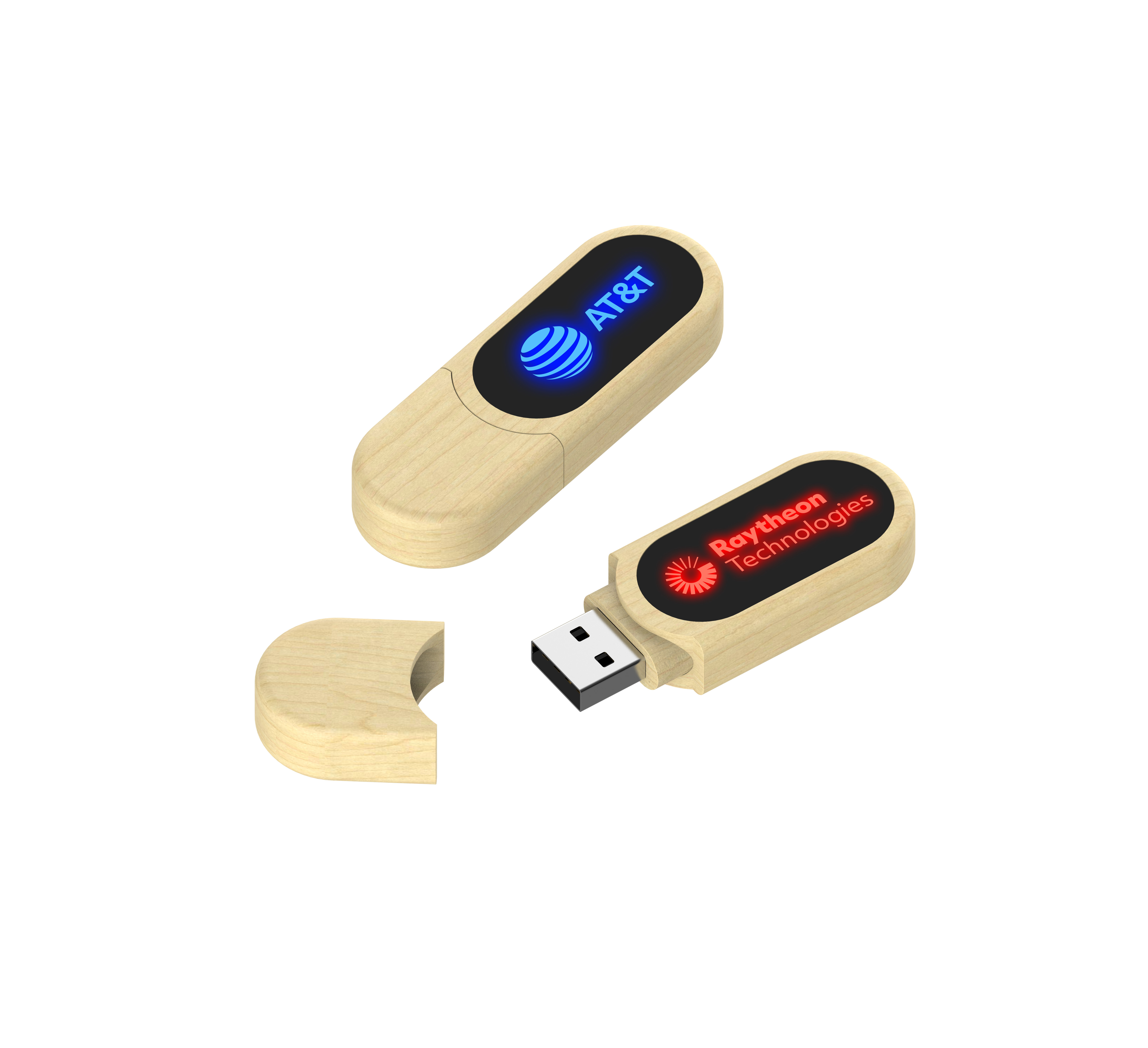 LED Light Wooden USB Flash Drive Fast Speed When Usb Reading At Computer Will Shiny