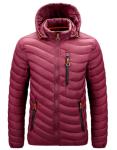 Men'S Winter Nylon Fabric Quilted Jacket With Detachable Hood