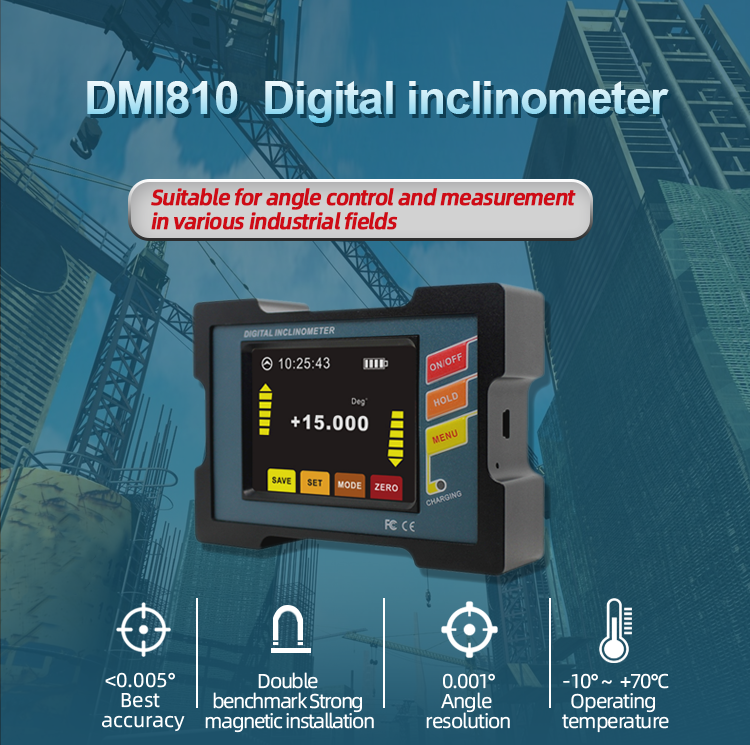 DMI810 Single Axis High Accuracy Digital Inclinometer LCD Magnetic
