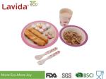 BPA Free School Bamboo Childrens Dinner Set , Round 5 Pieces Baby Bamboo Dinner